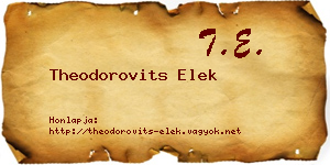 Theodorovits Elek névjegykártya