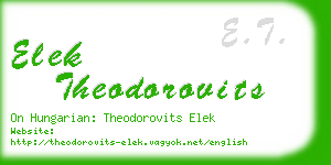 elek theodorovits business card